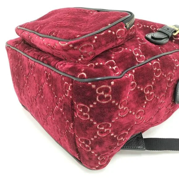 Gucci Backpack GG Velvet Velor Red - Picture 3 of 10